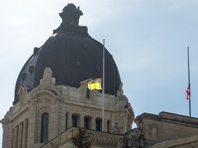 Flags are at half-mast as it was announced by Premier Scott Moe that Regina Walsh Acres MLA Derek Meyers has died from cancer on Tuesday, March 28, 2023 in Regina.