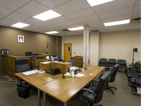 An empty courtroom in the Saskatoon provincial courthouse is seen in this August 2019 photo.