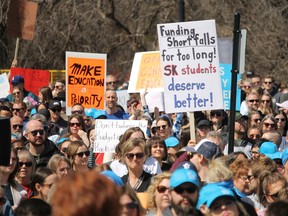 The Sask. Party government may be less moved by 3,000 people protesting education in front the legislature than they are by Danielle Smith winning in Alberta.
