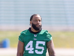 Roughriders defensive lineman Pete Robertson