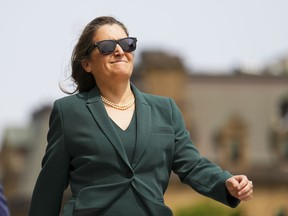 Finance Minister Chrystia Freeland heads to question period on Parliament Hill, May 15, 2023.
