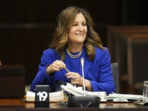 Finance Minister Chrystia Freeland appears as a witness at the House of Commons finance committee on Tuesday, May 16, 2023.