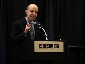 Regina Airport Authority President and CEO James Bogusz speaks during the 2022 Annual General Meeting at the Queensbury Convention Centre on Thursday, May 4, 2023 in Regina. KAYLE NEIS / Regina Leader-Post