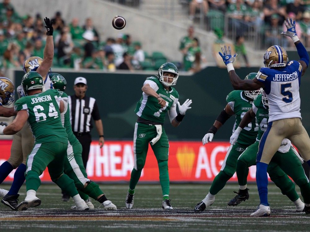 CFL playoffs: Bombers beat Roughriders on pass off goal post - Sports  Illustrated