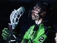 Ryan Dilks, shown here preparing for an NLL game between the Saskatchewan Rush and visiting San Diego at SaskTel Centre in Saskatoon, Sask. on Saturday, March 11, 2023.