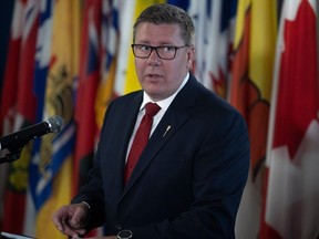 Premier Scott Moe announces a provincial cabinet shuffle during a ceremony where the new minsters were sworn in to their new roles at Government House on Tuesday, August 29, 2023 in Regina. KAYLE NEIS / Regina Leader-Post