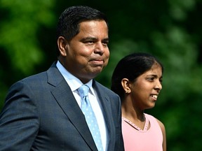 Gary Anandasangaree arrives for a cabinet swearing-in ceremony at Rideau Hall in Ottawa on Wednesday, July 26, 2023.
