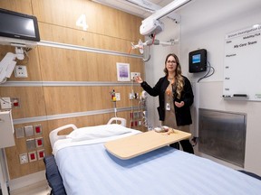 Elissa Bravo, clinical nurse coordinator for the Sask epilepsy program, gives a tour of the new seizure investigation unit (SIU) at RUH in Saskatoon, Sept. 14, 2023.
