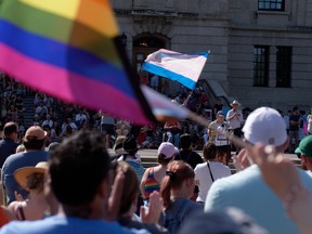 Pro-LGBTQ+ rights protest at Regina legislature