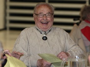 Second World War veteran Chan Katzman — pictured here in a 2013 file photo — was a member of the Regina Rifles and shunned by the other soldiers because he was a Jew, so he was befriended by the Indigenous soldiers and Métis in his group. He was later made an honorary member of the Saskatchewan Indian Veterans Association.