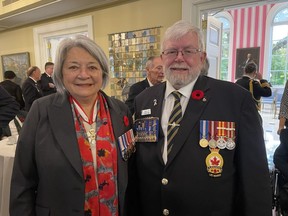 Her Excellency Mary Simon wears the ceremonial First Poppy of the National Poppy Campaign