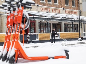 Snow covered e-scooters