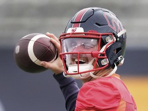 Cody Fajardo has been smiling all week. And why not? The 31-year-old Montreal Alouettes quarterback is in the Grey Cup, enjoying a comeback season one year after being benched and then allowed to leave as an unwanted free agent by the Saskatchewan Roughriders. Fajardo (7) throws the ball during practice ahead of the 110th CFL Grey Cup against the Winnipeg Blue Bombers in Hamilton, Ont., Friday, Nov. 17, 2023.