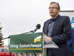 The Saskatchewan government says it decided to pull out of participating in the federal Liberal government's pavilion at the COP28 conference because most of its proposals were rejected. Energy Minister Jim Reiter speaks at a media event at the Saskatoon Autism Behavioural Analysis Treatment Centre in Saskatoon on Tuesday, Oct. 6, 2020.