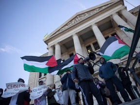 Palestinian protestors outside Saskatchewan legislature
