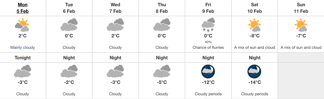 Regina forecast Feb. 5