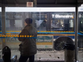 City buses at downton hub in Regina