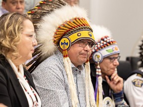 James Smith Cree Nation Chief Wally Burns responds to inquest recommendations into the 2022 mass stabbing attacks. Photo taken in Saskatoon, Sask. on Thursday, February 1, 2024.