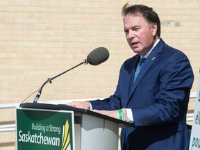 Education Minister Gord Wyant speaks to media at a news conference in Regina in September 2020.