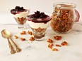 Sour cherry yogurt and granola parfait