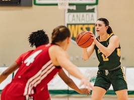 University of Regina forward Jade Belmore is ready for the Canada West basketball playoffs. Photo by Shairo Castillo/University of Regina Athletics