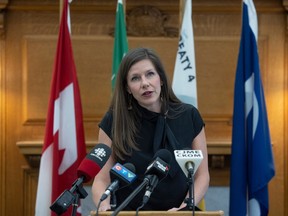 Official Opposition Ethics and Democracy Critic Meara Conway holds a press conference to discuss the recently appointed Human Rights Commissioner and their connection to the Saskatchewan Government on Monday, February 26, 2024 in Regina. KAYLE NEIS / Regina Leader-Post