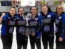 Regina product Catlin Schneider (left) and the rest of his teammates after winning the B.C. men's provincial curling championship in 2024. Schneider and his team will now represent B.C. at the Brier in Regina