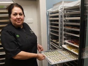 Chef Tammy Maki in her Raven Rising Global Indigenous Chocolates business in Sudbury in 2023.