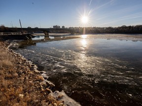 The South Saskatchewan River in Saskatoon on Dec. 1, 2023