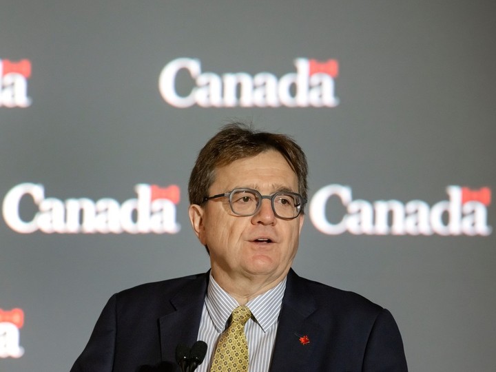  Jonathan Wilkinson, Minister of Energy and Natural Resources speaks at Monday’s PDAC mining convention in Toronto, Monday March 4, 2024.