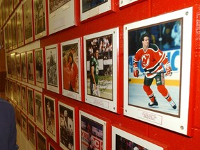 A commemorative wall inside Notre Dame's hockey arena displaying some of the Saskatchewan school's alumni. Photo by Josh Sawka/REGINA LEADER-POST