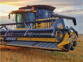 A combine in a field in Saskatchewan. Submitted by Saskatchewan Ministry of Agriculture.