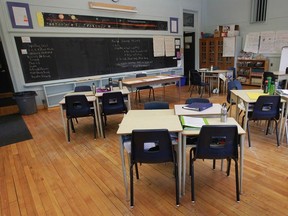 An empty classroom in an Ottawa school is seen in this January of 2013 photo.