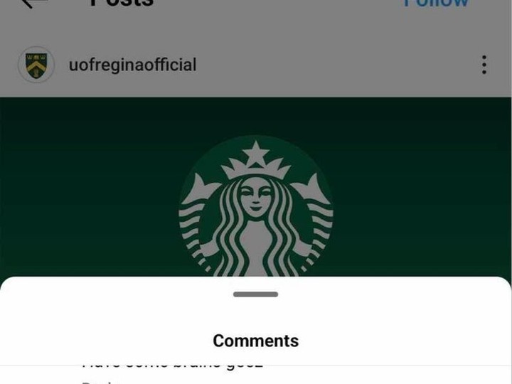  A screenshot of comments, no longer visble, on a University of Regina social media post announcing a new Starbucks location on campus, expressing discontent in solidarity with a global boycott over the company’s perceived connection to violence against Palestinians in the Gaza Strip.
