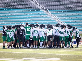 Roughriders camp huddle