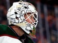 Arizona Coyotes' goalie Connor Ingram (39) during first period NHL action against the Edmonton Oilers at Rogers Place in Edmonton, Wednesday Dec. 7, 2022. Photo By David Bloom