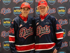 Regina Pats prospects Braden Hordichuk (left) and Aiden Wagner