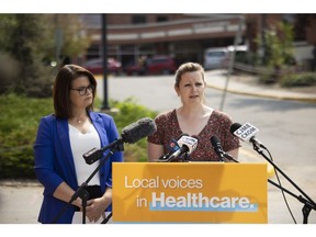 (File) NDP Health Critic Vicki Mowat (right) and Saskatchewan NDP Leader Carla Beck