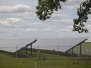 Newly installed solar panels were unveiled as part of a massive restoration project at the Buffalo Pound Water Treatment Plant on Tuesday, June 18, 2024 near Tuxford, SK.