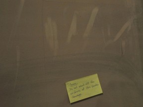 Smoke damage from an arson fire at the Blessed Sacrament Parish in Regina, Saskatchewan can be seen in this photo taken on July 23, 2024.