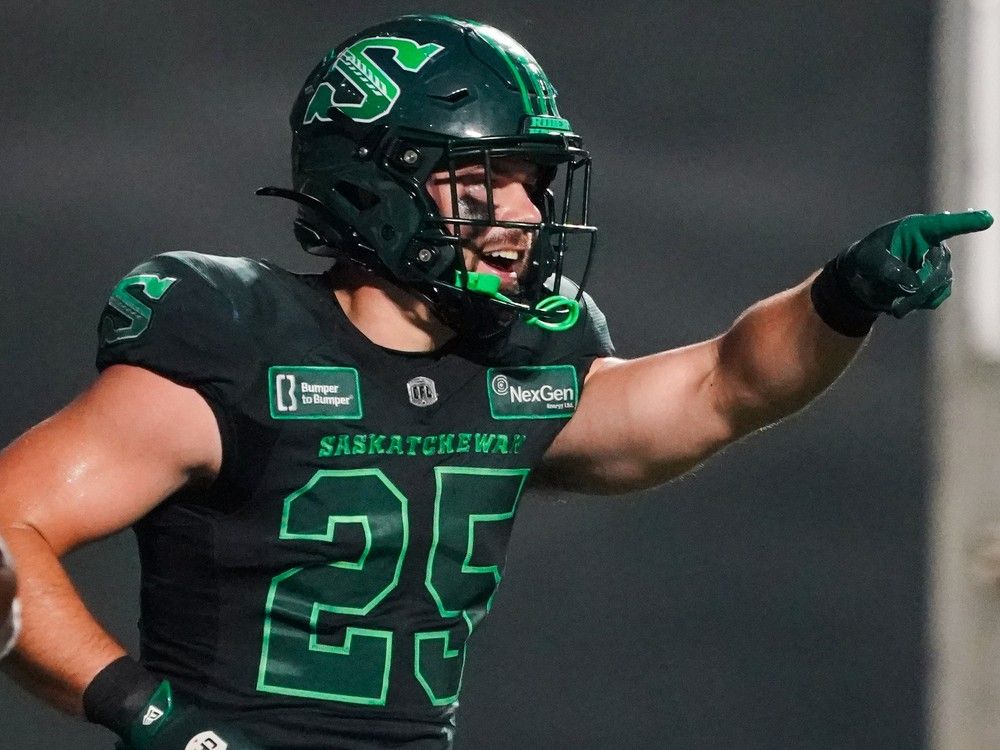 Roughriders' fullback Clint Ratkovich celebrates first CFL touchdown ...