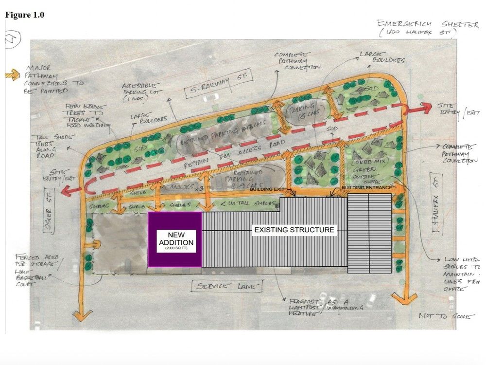  a design sketch of the property the city of regina intends to convert into its first permanent emergency shelter on halifax street.