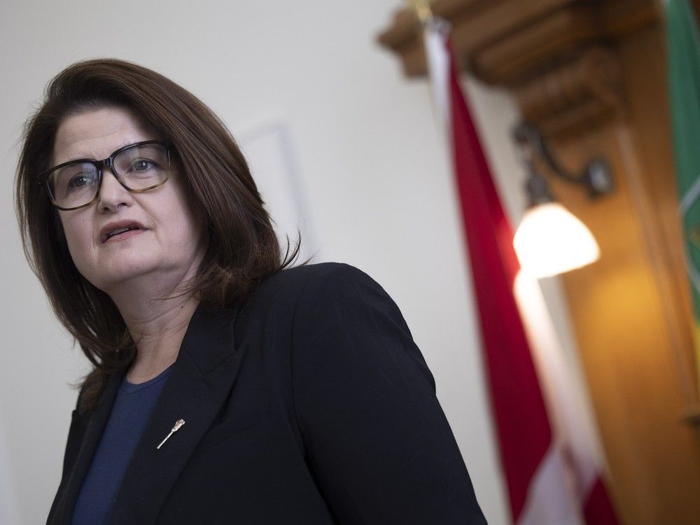  saskatchewan ndp leader carla beck speaks to the tariffs on canadian steel and aluminum threatened by u. s. president donald trump inside the saskatchewan legislative building on monday, feb. 10, 2025 in regina.