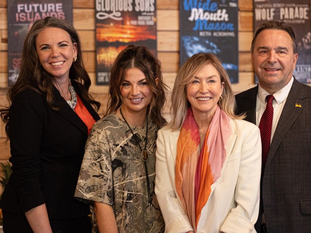 Discover Saskatoon's Steph Clovechok, Canadian country singer and songwriter Jess Moskaluke, Mayor Cynthia Block and Saskatchewan Party MLA Ken Cheveldayoff were on hand during the announcement that Saskatoon will host the 2026 CCMA Awards.