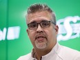 Saskatchewan Roughriders General Manager Jeremy O'Day speaks at a press conference where defensive lineman Micah Johnson announces his retirement after 13 CFL seasons inside Mosaic Stadium on Monday, January 5, 2026 in Regina.