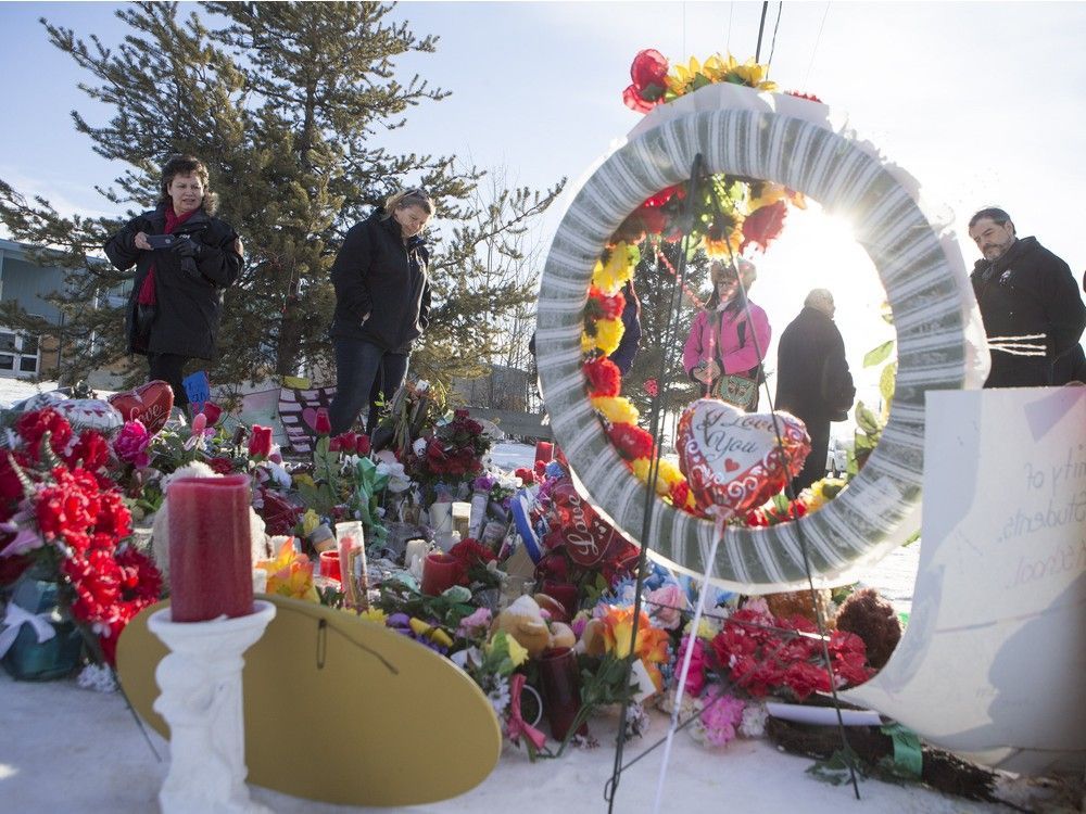 Chiefs and elders from Prince Albert Grand Council at a memorial at the La Loche Community High School on February 2, 2016.