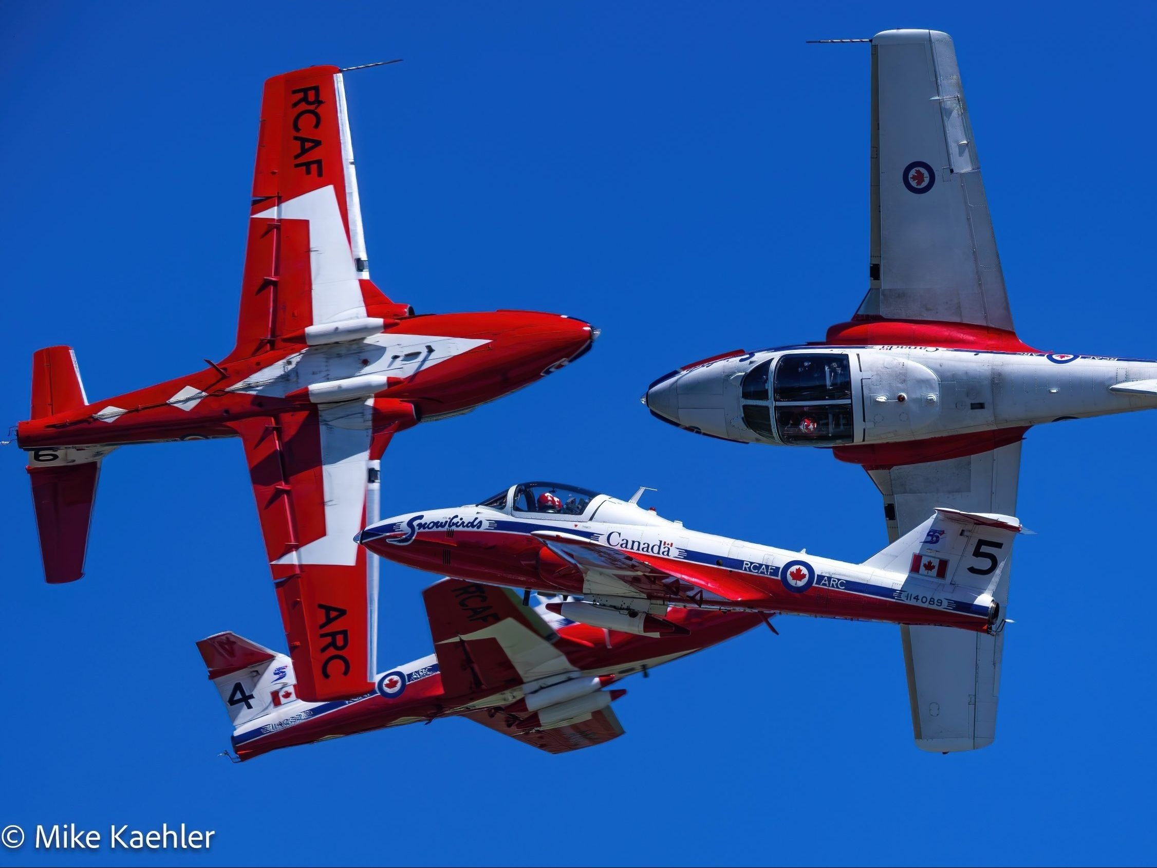 The "Four-way Cross" is just one of many manoeuvres that demonstrate the extraordinary precision choreographed into the Canadian Forces Snowbirds show every season.