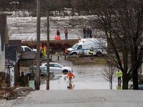 Brantford residents are being evacuated due to flooding along the Grand River after an ice jam upstream of Parkhill Dam sent a surge of water downstream on Wednesday. THE CANADIAN PRESS/Aaron Vincent Elkaim