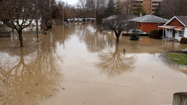 Homes on Pegley Court in Chatham were flooded on the weekend. (Ellwood Shreve/Postmedia News)