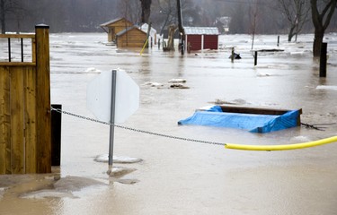 Bee Line Trailer Park on Dexter Line in Port Bruce is flooded from rain and melting snow  on Tuesday February 20, 2018. Derek Ruttan/The London Free Press/Postmedia Network